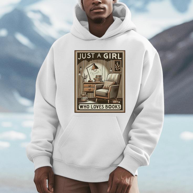 Vintage Just A Girl Who Loves Books Women Book Worm Reading Performance Unisex Hoodie