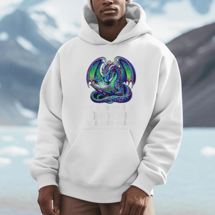 In a World Of Bookworms Be a Book Dragon Reading Unisex Hoodie