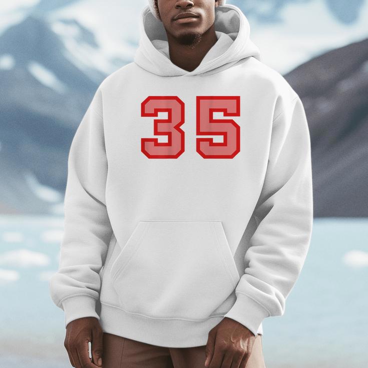 クールなレトロなレタリングジャージバックナンバー35 Thirtyfive パーカー