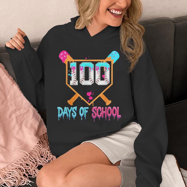 100 Days Of School Baseball Ice Cream Drip 100th Day School Unisex Hoodie