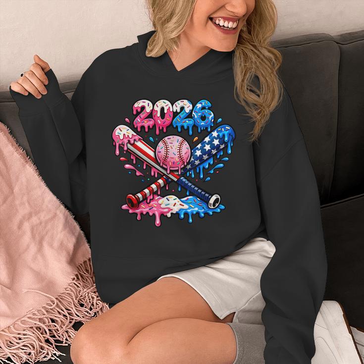 2026 American Flag Baseball Ice Cream Drip Bats Boys Unisex Hoodie