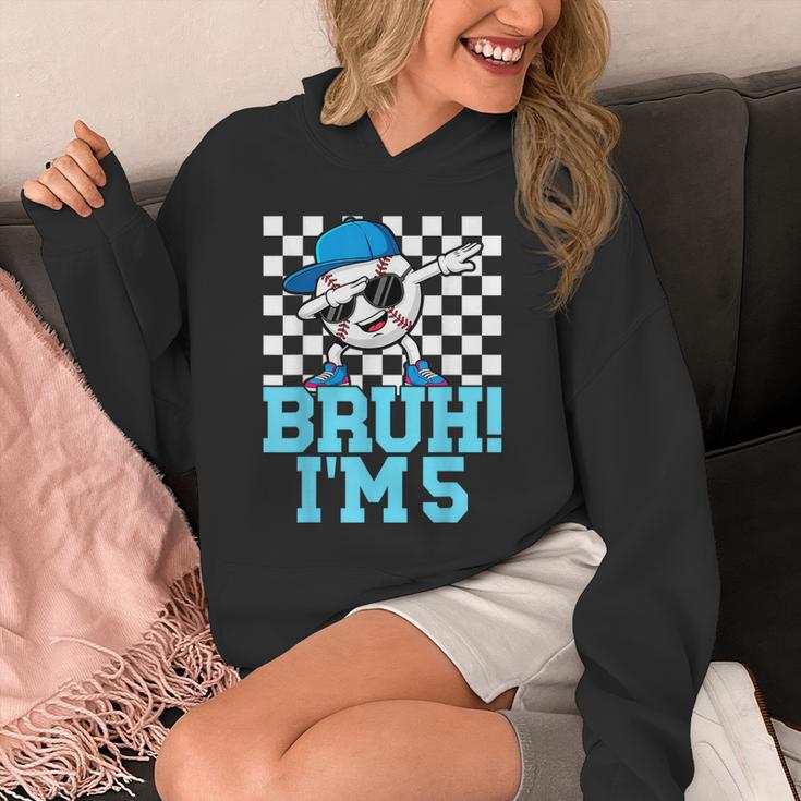 5th Birthday Dabbing Baseball Boys Bruh I'm 5 Year Old Unisex Hoodie