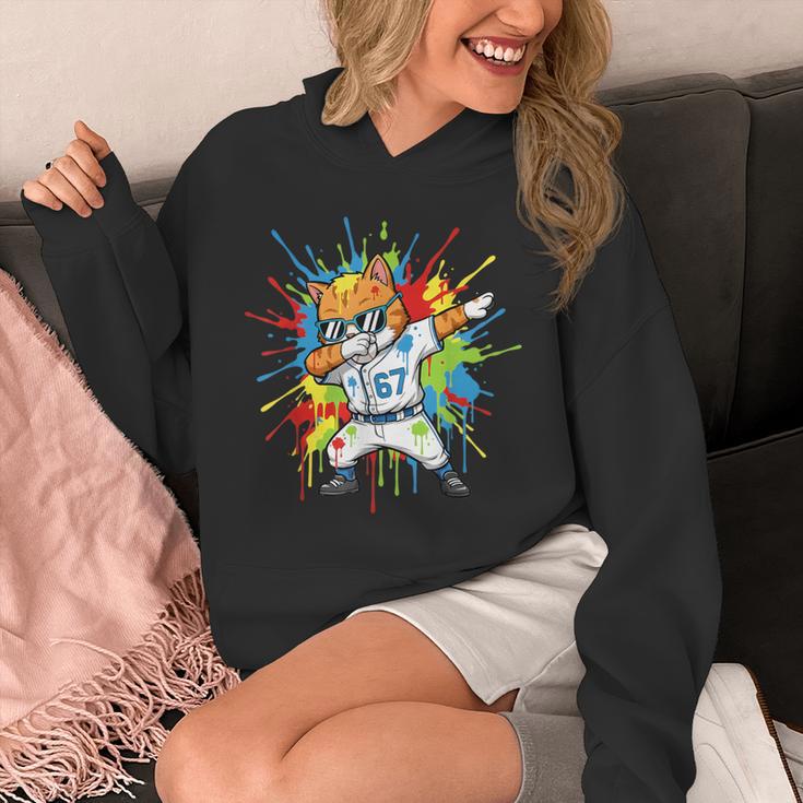 67 Baseball Dabbing Cat 6 7 Dripping Ice Cream Meme Unisex Hoodie