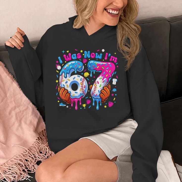 7th Birthday I Was 6 Now I'm 7 Baseball Ice Cream Drip Unisex Hoodie