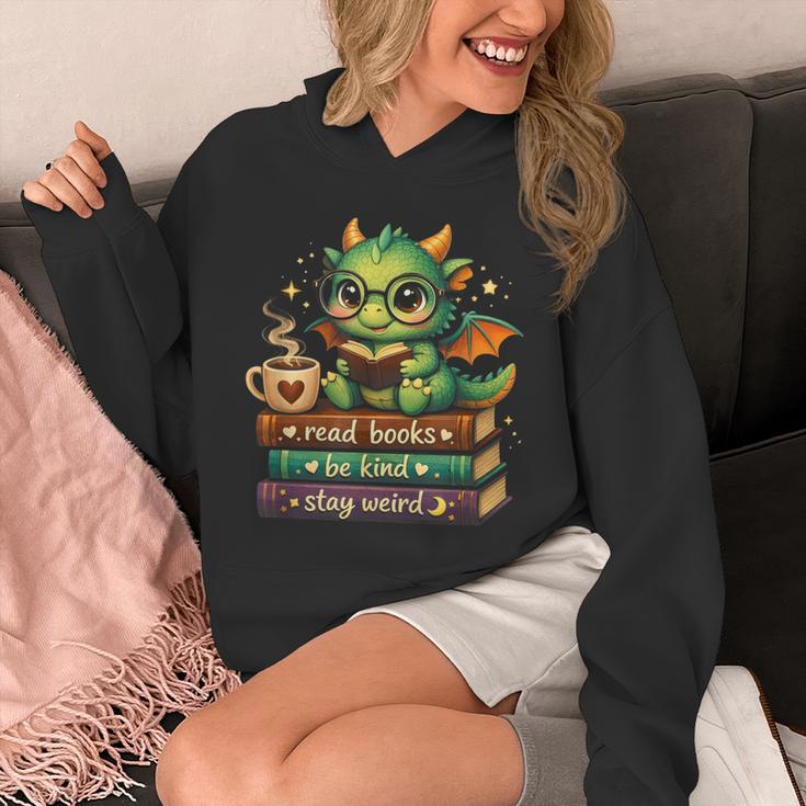 Adorable Dragon Read Books Be Kind Stay Weird Fantasy Lover Unisex Hoodie