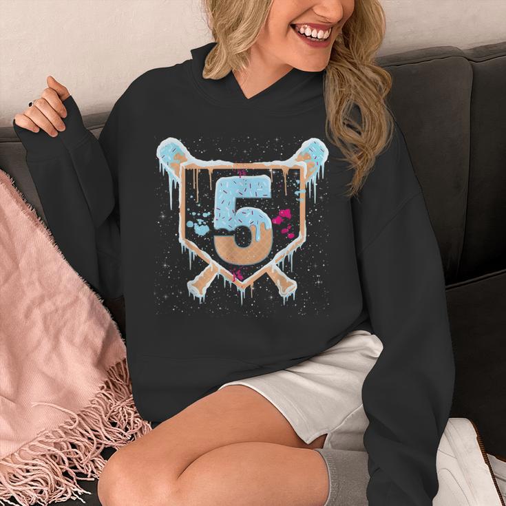 Baseball 5 Year Old Ice Cream Drip 5th Birthday Boy Number 5 Unisex Hoodie