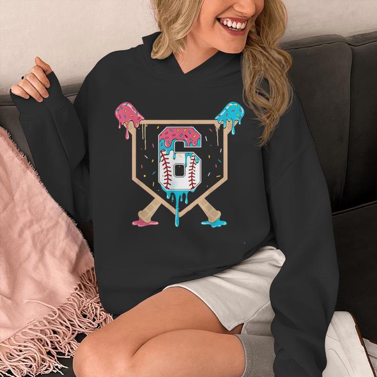 Baseball 6 Year Old Ice Cream Drip 6th Birthday Boys Player Unisex Hoodie