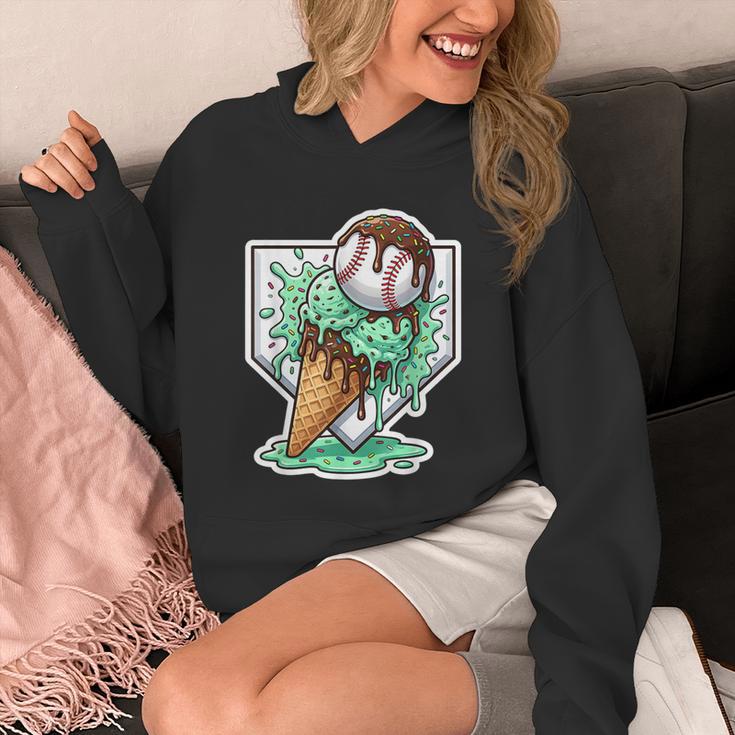 Baseball Boys Ice Cream Drip Baseball Boys Youth Mint Choco Unisex Hoodie