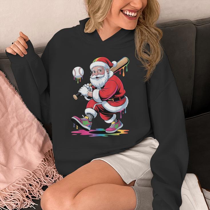Baseball Christmas Santa Claus Batter Baseball Drip Unisex Hoodie
