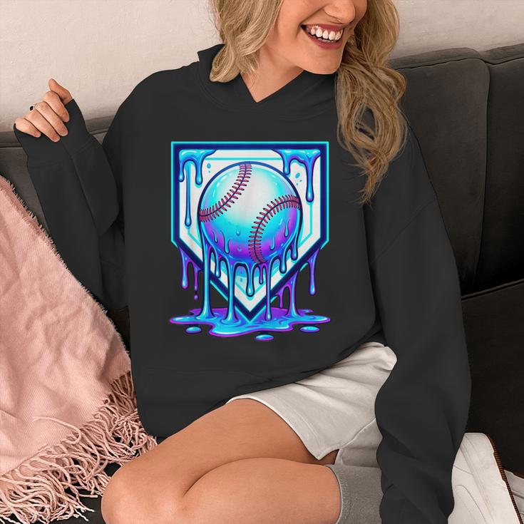 Baseball Drip Ice Cream Blue Glow Melt Ball Graphic Unisex Hoodie