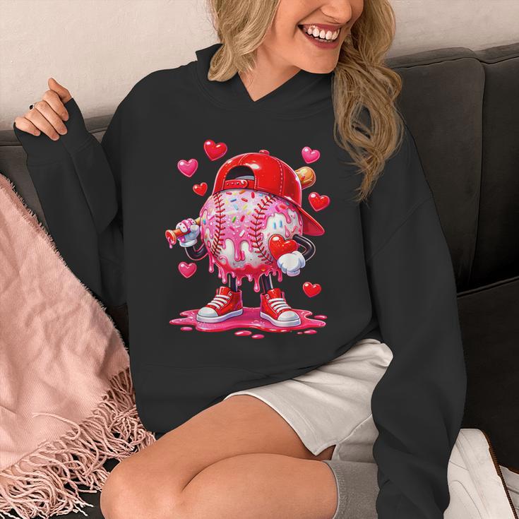 Baseball Drip Valentine Sports Vday Ice Cream Drip Heart Unisex Hoodie