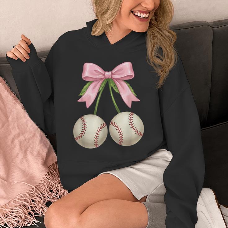 Baseball Girls Women Coquette Pink Bow Baseball Unisex Hoodie