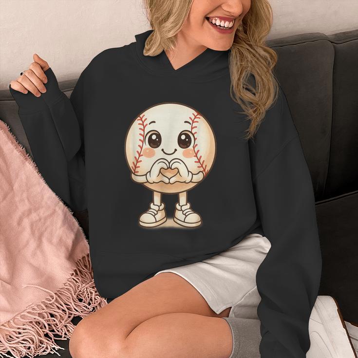 Baseball With Heart Hands Love Cute Baseball Unisex Hoodie Baseball With Heart Hands Love Cute Baseball Unisex Hoodie