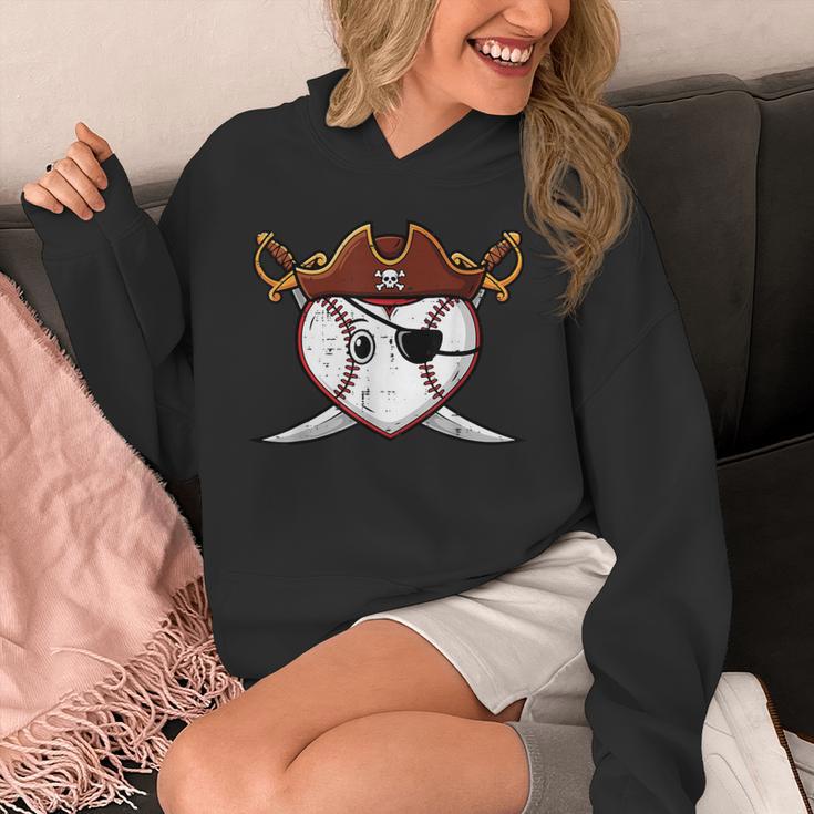 Baseball Heart Pirate Hat Crossed Swords Men Boys Kids Youth Unisex Hoodie