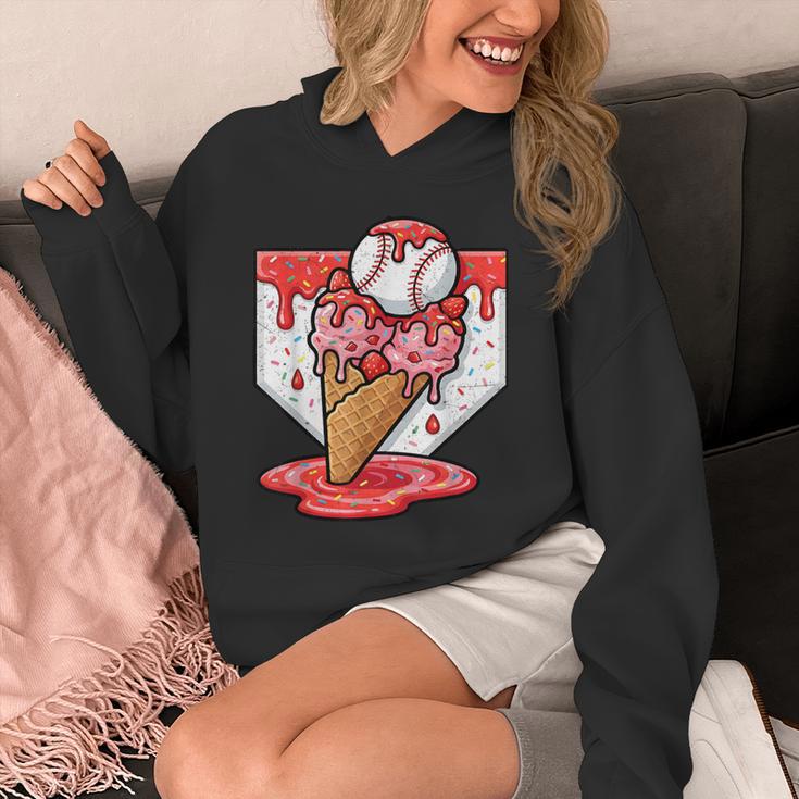 Baseball Ice Cream Drip Baseball Strawberry For Youth Red Unisex Hoodie Baseball Ice Cream Drip Baseball Strawberry For Youth Red Unisex Hoodie