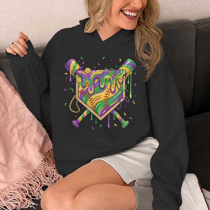 Baseball Mardi Gras Home Plate Ice Cream Drip Carnival Mask Unisex Hoodie Baseball Mardi Gras Home Plate Ice Cream Drip Carnival Mask Unisex Hoodie