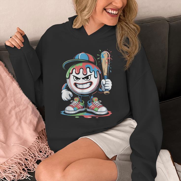 Baseball Mascot Attitude Graffiti Splash Bat Cap Unisex Hoodie