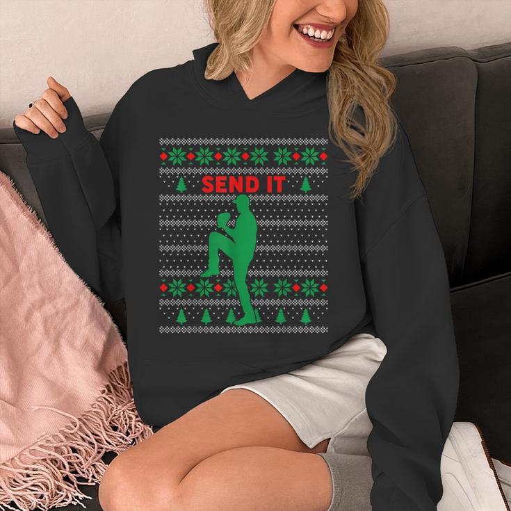 Baseball Player Christmas Pajama Send It Xmas PJs Boys Unisex Hoodie