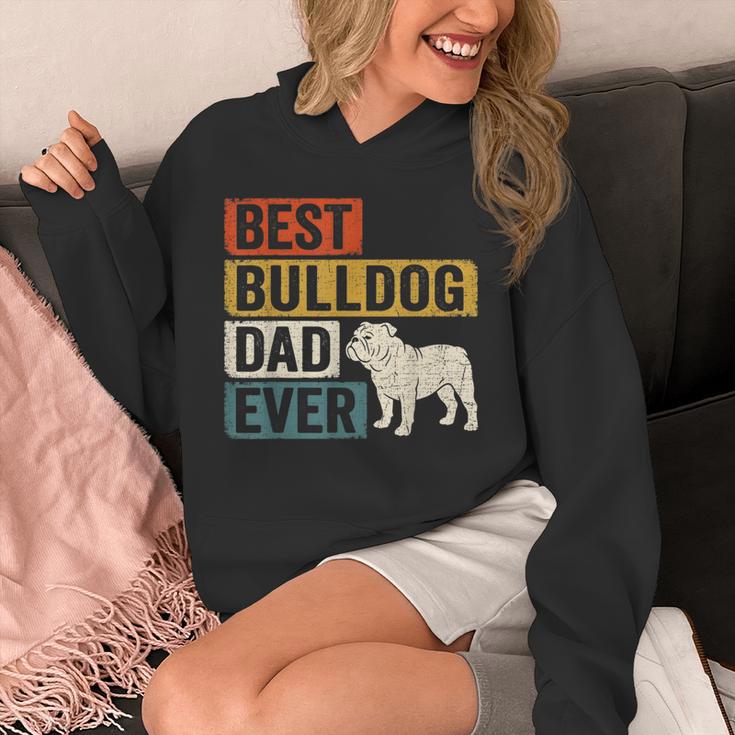 Best Bulldog Dad Ever レトロ ヴィンテージ ブルドッグデザイン パーカー