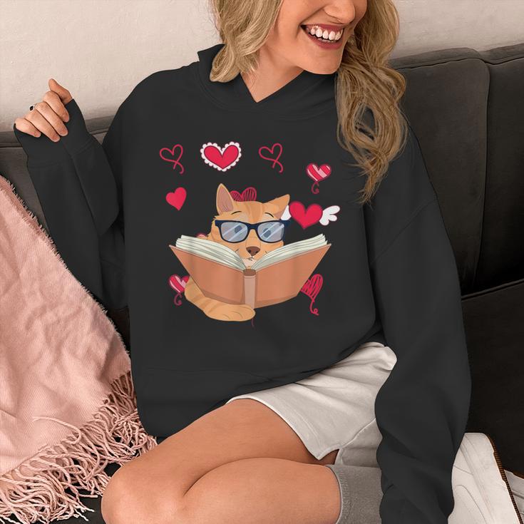 Book Nerd Heart Library Cat Bookworm Animal Pet Book Reading Unisex Hoodie