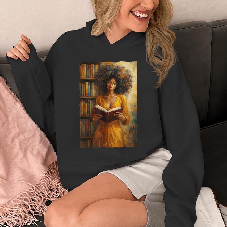 Bookish Melanin Afro Girl Reading Book Bookstore Woman Unisex Hoodie