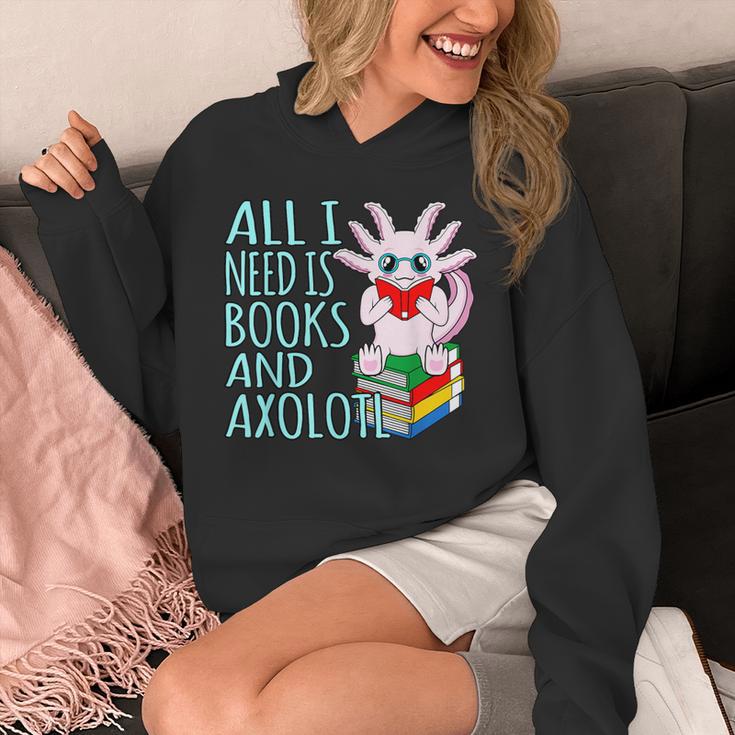 Books And Axolotl Kawaii Animal Axolotls Lover Owner Graphic Unisex Hoodie Books And Axolotl Kawaii Animal Axolotls Lover Owner Graphic Unisex Hoodie