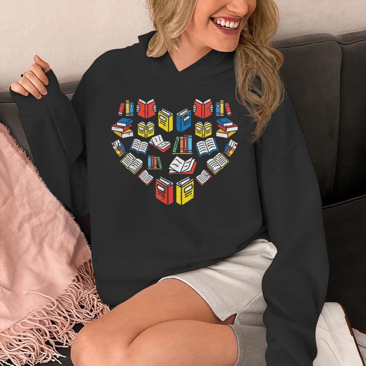 Books Heart Love Reading Teacher Librarian Bookworm Women Unisex Hoodie