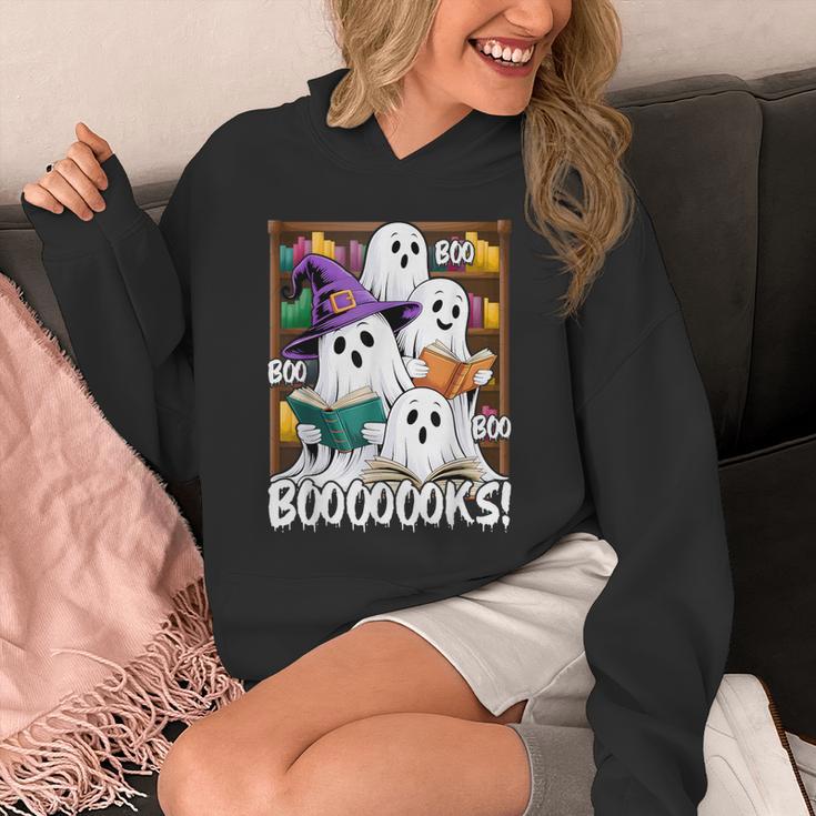 Boooks Ghosts Reading Book Retro Halloween Teacher Librarian Unisex Hoodie