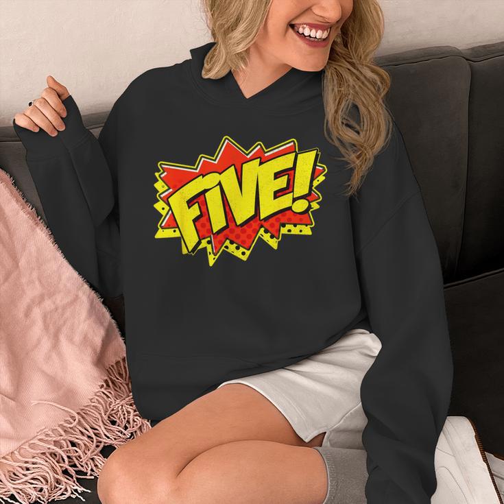 Boy Five Superhero Comic Book Hero 5th Birthday Boy 5 Years Unisex Hoodie