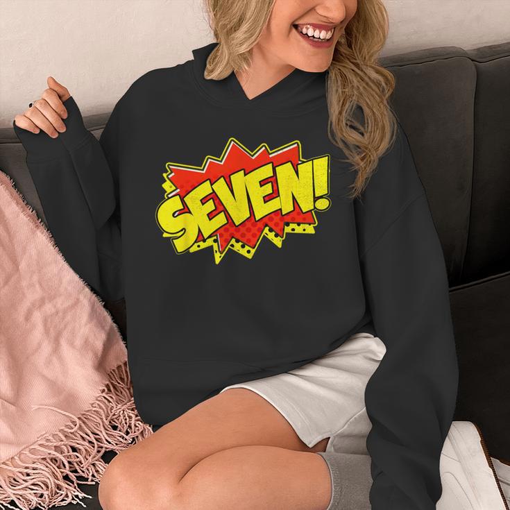 Boy Seven Superhero Comic Book Hero 7th Birthday Boy 7 Years Unisex Hoodie