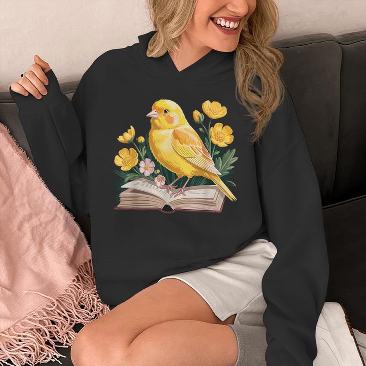 Canary Bird Floral Book Yellow Bird Reading Bookish Teacher Unisex Hoodie