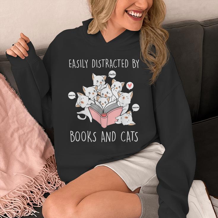 Cat & Book Lover Easily Distracted By Cats And Books For Men Women Kids Unisex Hoodie