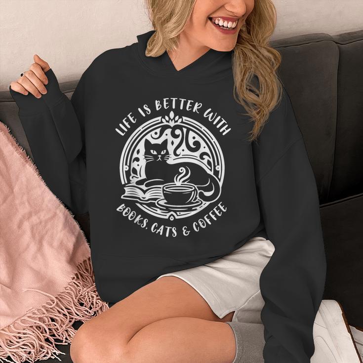 Cat Book And Coffee Make Life Beautiful Cat Mum Unisex Hoodie
