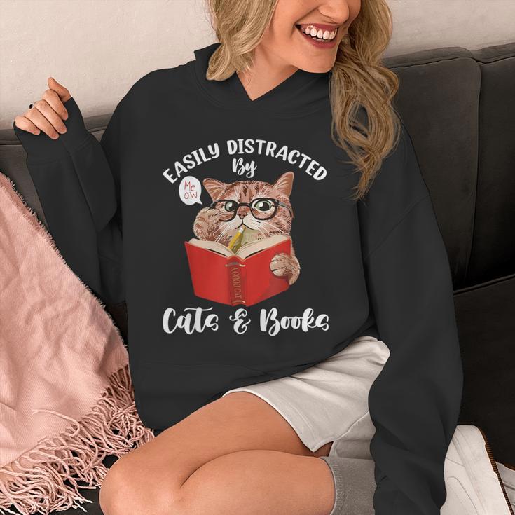 Cat Tshirt Easily Distracted By Cats And Books Cat For Men Women Unisex Hoodie