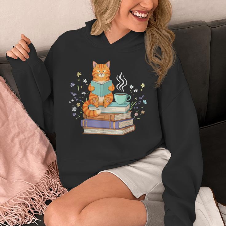 Cat Reading Book Lover Coffee Books Teacher Librarian Cat Unisex Hoodie Cat Reading Book Lover Coffee Books Teacher Librarian Cat Unisex Hoodie