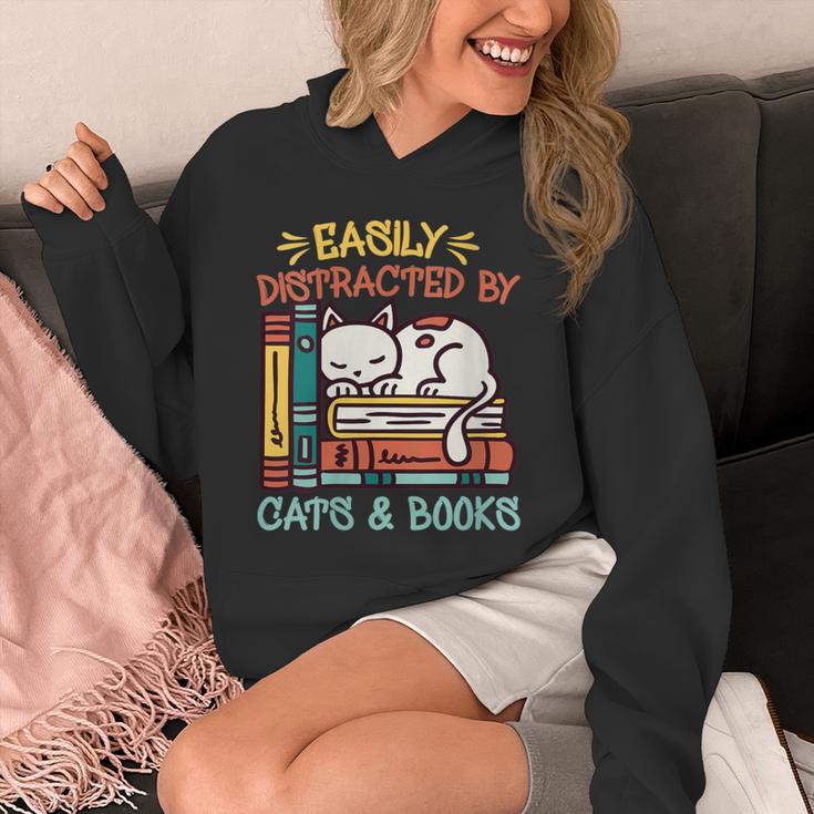 Cats And Books Easily Distracted By Cats And Books Unisex Hoodie