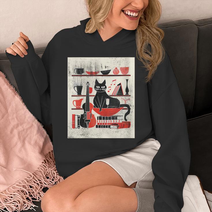 Cats Music Books Lover Essentials Red Retro Silkscreen Unisex Hoodie Cats Music Books Lover Essentials Red Retro Silkscreen Unisex Hoodie