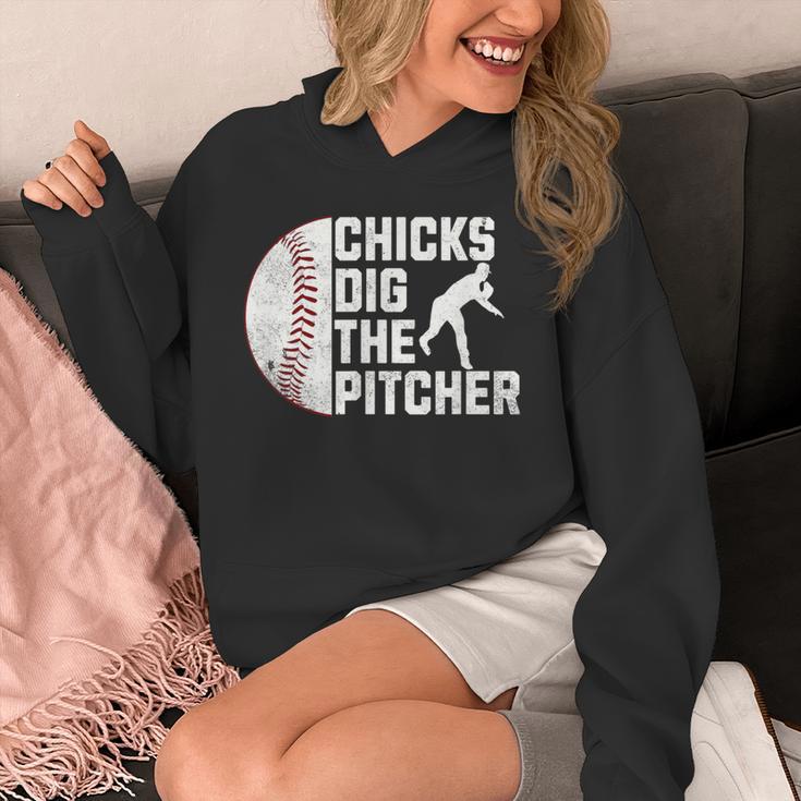 Chicks Dig The Pitcher Baseball Unisex Hoodie