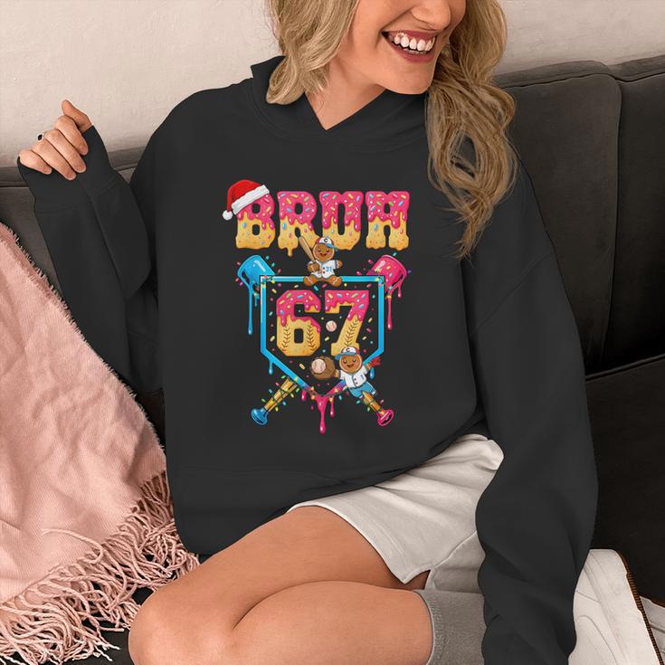 Christmas Gingerbread Bruh 67 Baseball Ice Cream Drip Kids Unisex Hoodie