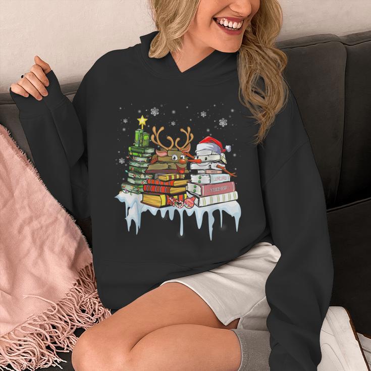 Christmas Tree Snowman Reindeer Book Stack Librarian Unisex Hoodie
