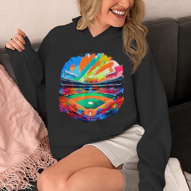 Colorful Baseball Field Home Run Baseball Player Fans Unisex Hoodie
