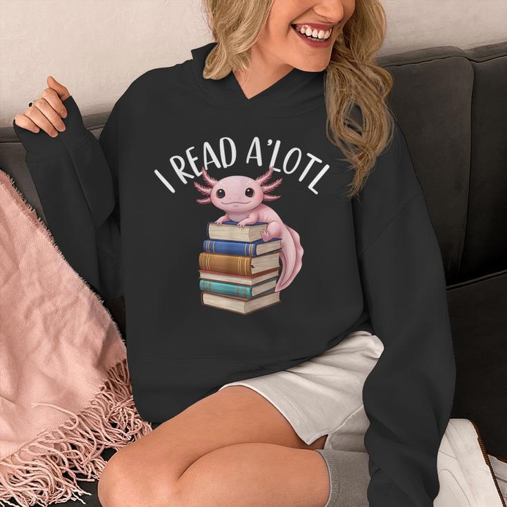 Cool Axolotl Reading Library Book Lover Reading Women Men Unisex Hoodie