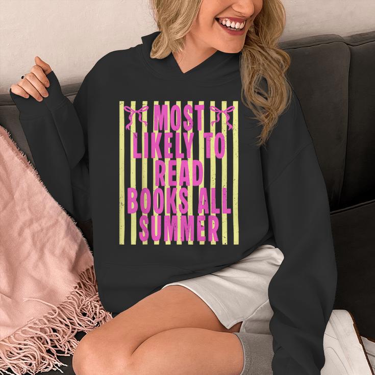 Coquette Striped Most Likely To Read Books All Summer Unisex Hoodie Coquette Striped Most Likely To Read Books All Summer Unisex Hoodie