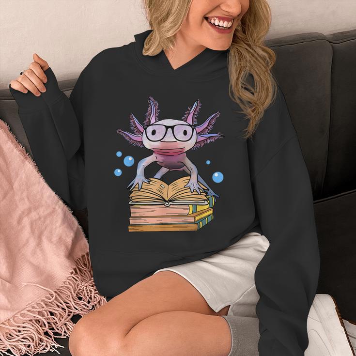 Cute Axolotl Read Book Shirt Kids Boy Girl Salamander Unisex Hoodie