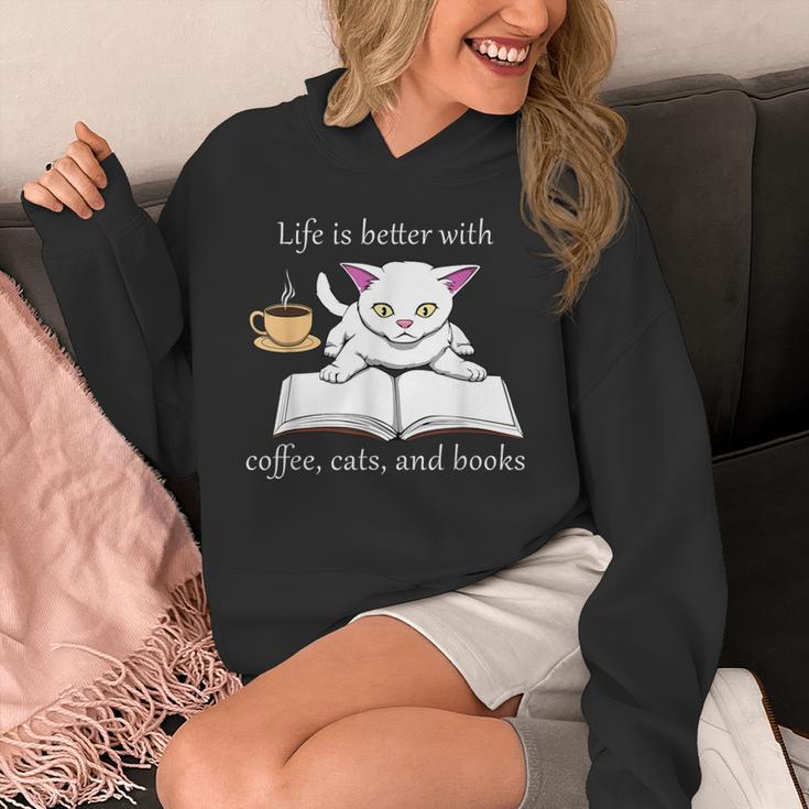 Cute Cat Book Reading Coffee Unisex Hoodie Cute Cat Book Reading Coffee Unisex Hoodie