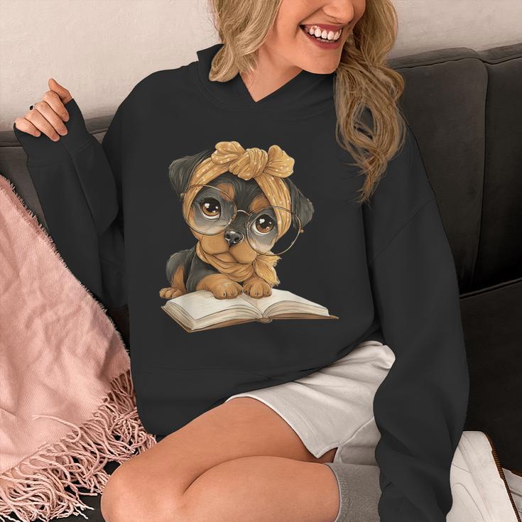 Cute Dog Reading Book Bandana Pup Reader Unisex Hoodie