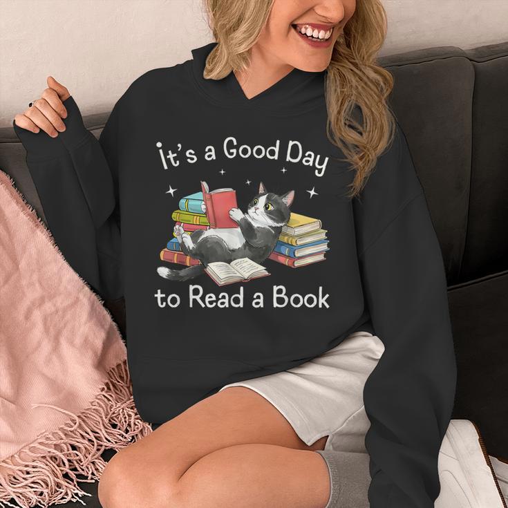 Cute It's a Good Day To Read a Book Cat Bookworm Unisex Hoodie