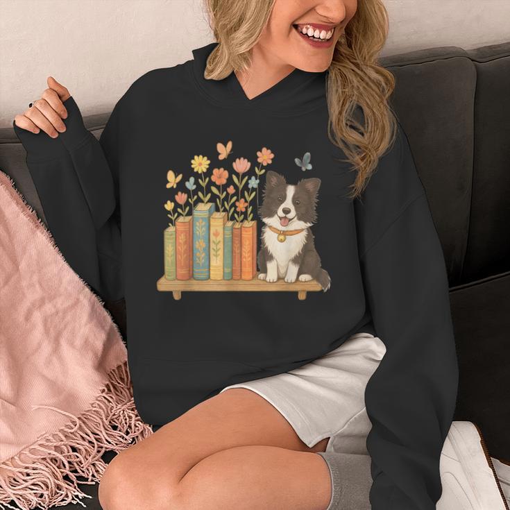 Cute Kawaii Border Collie Dog Books Flowers Unisex Hoodie Cute Kawaii Border Collie Dog Books Flowers Unisex Hoodie