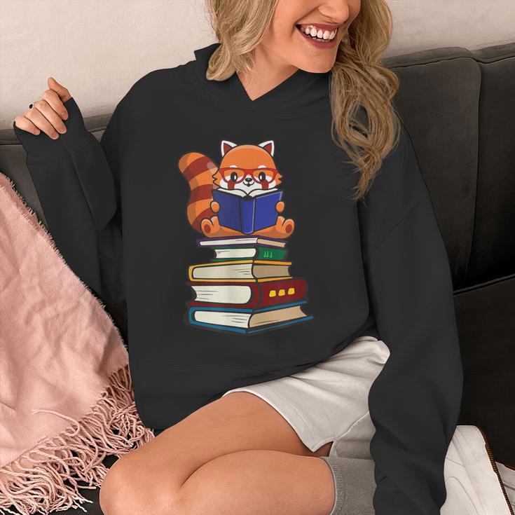Cute Kawaii Kids Reading Books Glasses Red Panda Lover Unisex Hoodie Cute Kawaii Kids Reading Books Glasses Red Panda Lover Unisex Hoodie