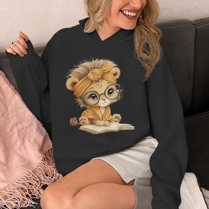 Cute Lion Cub Reading Book With Headwrap Unisex Hoodie
